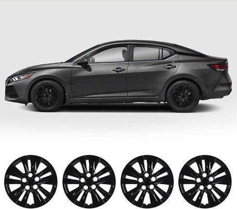 16" Hubcaps Wheel Rims Cover for Nissan SENTRA 2020-2025 Compatible with Steel Wheels, R16 Hub Caps Snap On Installation, 16-Inch Wheel Cover Set of 4, Black Lacquer in Kuwait