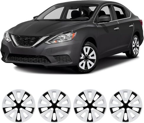 16" Hubcaps Wheel Rims Cover for Nissan SENTRA 2020-2025 Compatible with Steel Wheels, R16 Hub Caps Snap On Installation, 16-Inch Wheel Cover Set of 4, Black Lacquer in Kuwait