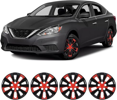 16" Hubcaps Wheel Rims Cover for Nissan SENTRA 2020-2025 Compatible with Steel Wheels, R16 Hub Caps Snap On Installation, 16-Inch Wheel Cover Set of 4, Black Lacquer in Kuwait