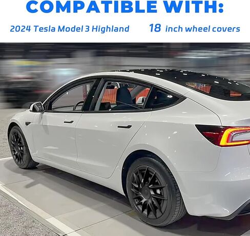 Upgraded Black 18 Inch Wheel Covers Set of 4 - Compatible with Tesla Model 3 2024 Accessories for Enhanced Aesthetics(Matte Black) in Saudi Arabia