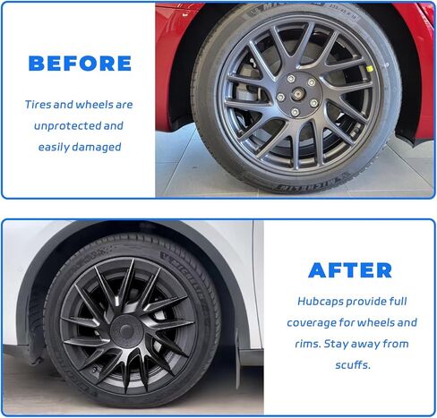 Upgraded Black 18 Inch Wheel Covers Set of 4 - Compatible with Tesla Model 3 2024 Accessories for Enhanced Aesthetics(Matte Black) in Saudi Arabia