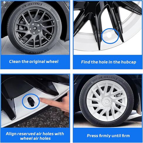 Upgraded Black 18 Inch Wheel Covers Set of 4 - Compatible with Tesla Model 3 2024 Accessories for Enhanced Aesthetics(Matte Black) in Saudi Arabia