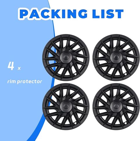 Upgraded Black 18 Inch Wheel Covers Set of 4 - Compatible with Tesla Model 3 2024 Accessories for Enhanced Aesthetics(Matte Black) in Saudi Arabia