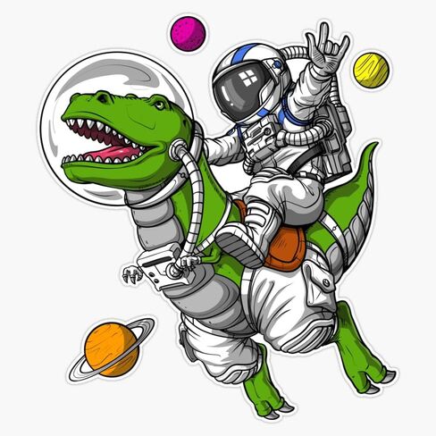 MAGNET Space Astronaut Riding T-Rex Dinosaur Magnetic Vinyl Sticker Decal Magnet 5" in Saudi Arabia