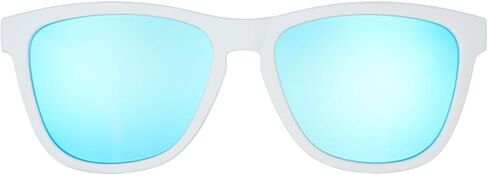 goodr Iced By Yetis Polarized Sunglasses for Men & Women, Medium Sized (OG), White Solid Frame with Blue Mirrored Reflective Lens, UV400 Protection, No Slip, No Bounce in Kuwait