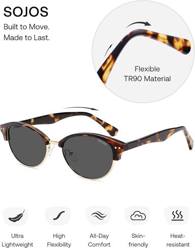 SOJOS Trendy Oval Polarized Sunglasses for Women Retro Cute Shades Sunnies SJ2687 in Saudi Arabia