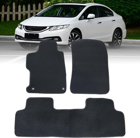 FZJDSD Black 3Pcs Front & Rear Floor Mats Carpet Velour Replacement Compatible with Honda Civic 2012 2013 2014 2015 in Saudi Arabia