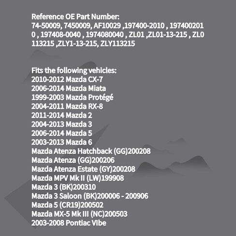 Mass Air Flow Sensor Meter Fits Mazda CX-7 Miata Protégé RX-8 2 3 5 6 Atenza MPV MX-5 Pontiac Vibe Replace 74-50009 AF10029 197400-2010 1974002010 197408-0040 1974080040 in Kuwait