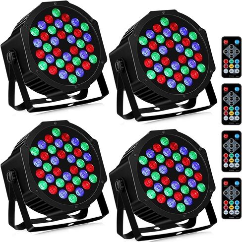 أضواء المسرح تعمل بالبطارية: 36 مصباح LED RGB قابل لإعادة الشحن، 4 عبوات من تشغيل الصوت المنشط تلقائيًا بواسطة مصابيح التحكم عن بعد DMX للحدث وحفلات الزفاف وموسيقى الكنيسة DJ Gig Dance Show Party in Kuwait