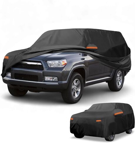 Car Cover Waterproof All Weather Sun Rain Protection Full Exterior Cover for Toyota 4Runner 190T-PU Black with Left Side Zippers in Saudi Arabia