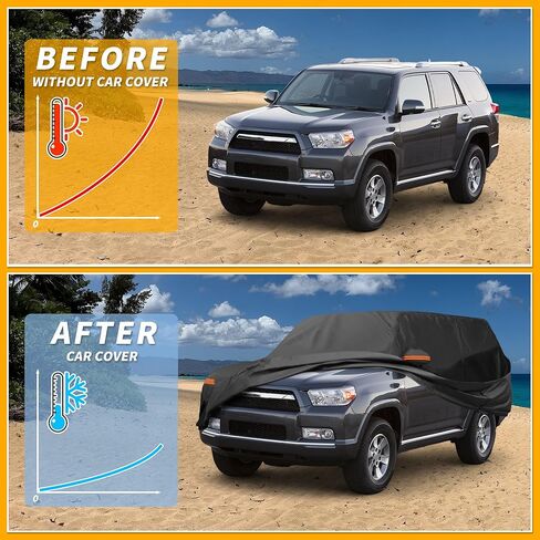 Car Cover Waterproof All Weather Sun Rain Protection Full Exterior Cover for Toyota 4Runner 190T-PU Black with Left Side Zippers in Saudi Arabia