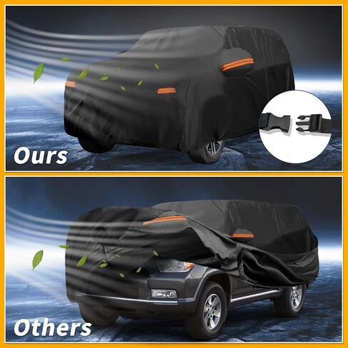 Car Cover Waterproof All Weather Sun Rain Protection Full Exterior Cover for Toyota 4Runner 190T-PU Black with Left Side Zippers in Saudi Arabia