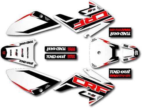 مجموعة رسومات السباق باللونين الأبيض والأحمر تناسب Honda CRF70 CRF 80 وCRF100 شارات الكفن CRF 70 80 100pitbike 04-10 in Saudi Arabia