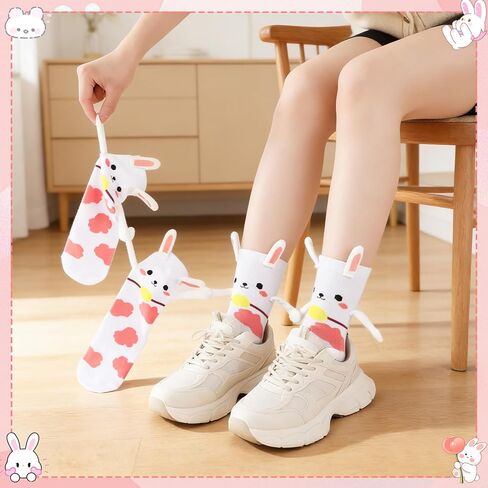 Easter Magnetic Bunny Socks for Women Girls, Cute Funny Bunny Hand Holding Socks in Saudi Arabia