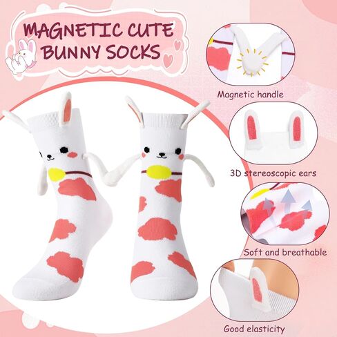 Easter Magnetic Bunny Socks for Women Girls, Cute Funny Bunny Hand Holding Socks in Saudi Arabia