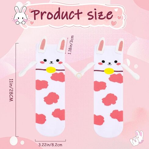 Easter Magnetic Bunny Socks for Women Girls, Cute Funny Bunny Hand Holding Socks in Saudi Arabia