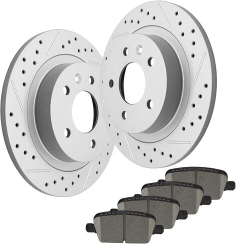 Rear Disc Brake Rotors Brake Kits Ceramic Brake Pads Drilled and Slotted Disc Brake Rotors for 2016 2017 2018 2019 2020 2021 2022 Chevy Malibu in Saudi Arabia