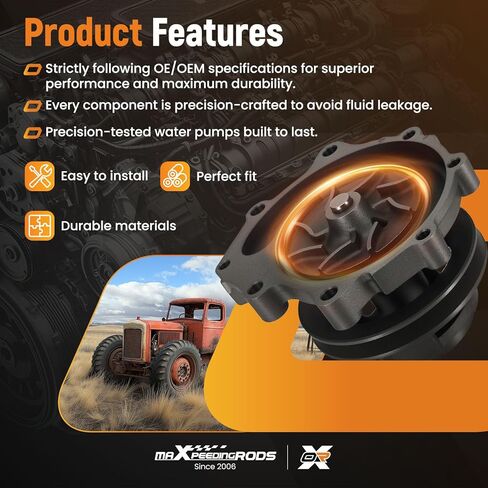 مضخة مياه المحرك maxpeedingrods لسيارة Ford Tractor 2000، 2110، 2310، 2600، 2610، 2810، 2910، 3000، 3230، A62، 230A، 231، 233، 234، 250C، 260C بديلة EAPN8A513F، 81863898, 82845215 in Saudi Arabia