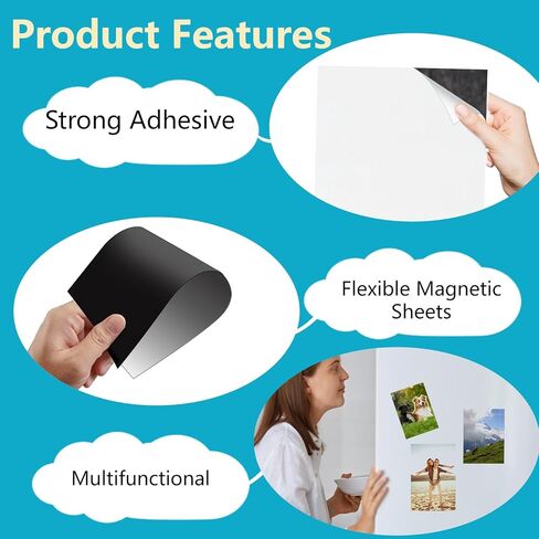 أوراق مغناطيسية لاصقة، 8 عبوات مغناطيس خلفي مرن مقاس 8.5 بوصة × 11 بوصة للحرف اليدوية، DIY، الثلاجة، الصور، السبورة البيضاء in Kuwait