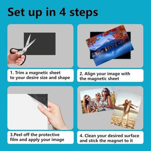 أوراق مغناطيسية لاصقة، 8 عبوات مغناطيس خلفي مرن مقاس 8.5 بوصة × 11 بوصة للحرف اليدوية، DIY، الثلاجة، الصور، السبورة البيضاء in Kuwait