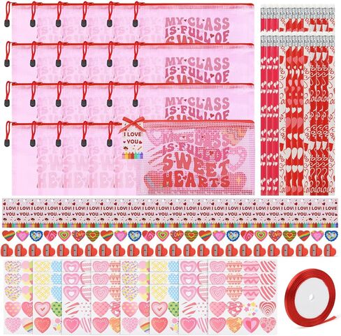 هدايا عيد الحب للأطفال في الفصل الدراسي، مجموعة من 24 قطعة من قرطاسية عيد الحب لهدايا تبادل المدارس للأطفال، هدايا لحفلات عيد الحب، حقائب هدايا رائعة، هدايا للفصل الدراسي للطلاب in Kuwait