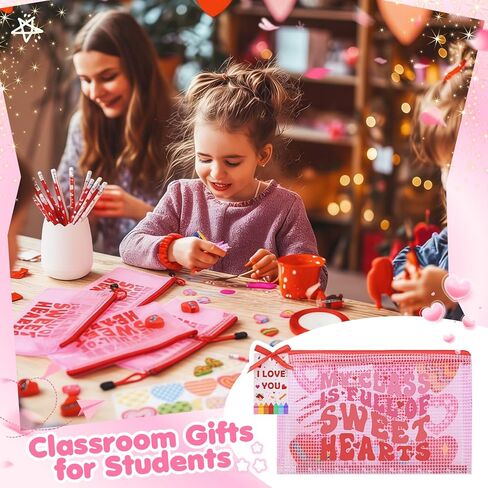 هدايا عيد الحب للأطفال في الفصل الدراسي، مجموعة من 24 قطعة من قرطاسية عيد الحب لهدايا تبادل المدارس للأطفال، هدايا لحفلات عيد الحب، حقائب هدايا رائعة، هدايا للفصل الدراسي للطلاب in Kuwait