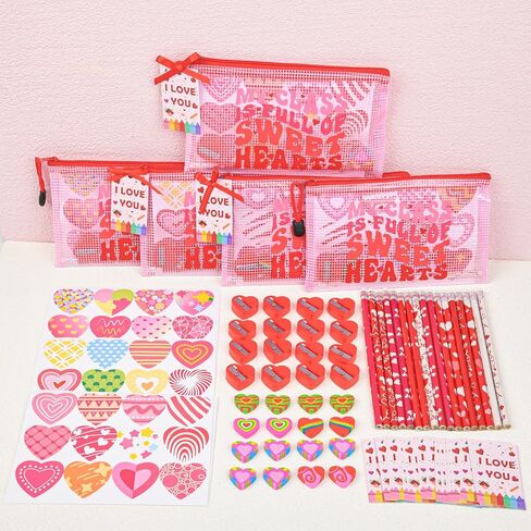 هدايا عيد الحب للأطفال في الفصل الدراسي، مجموعة من 24 قطعة من قرطاسية عيد الحب لهدايا تبادل المدارس للأطفال، هدايا لحفلات عيد الحب، حقائب هدايا رائعة، هدايا للفصل الدراسي للطلاب in Kuwait