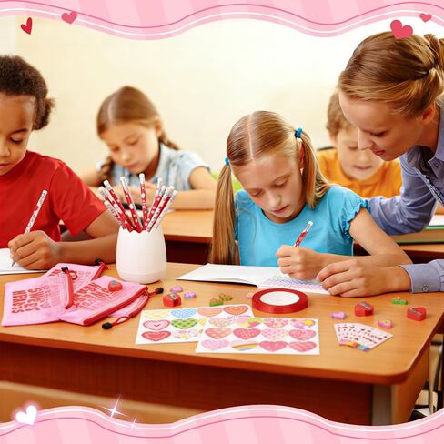 هدايا عيد الحب للأطفال في الفصل الدراسي، مجموعة من 24 قطعة من قرطاسية عيد الحب لهدايا تبادل المدارس للأطفال، هدايا لحفلات عيد الحب، حقائب هدايا رائعة، هدايا للفصل الدراسي للطلاب in Kuwait