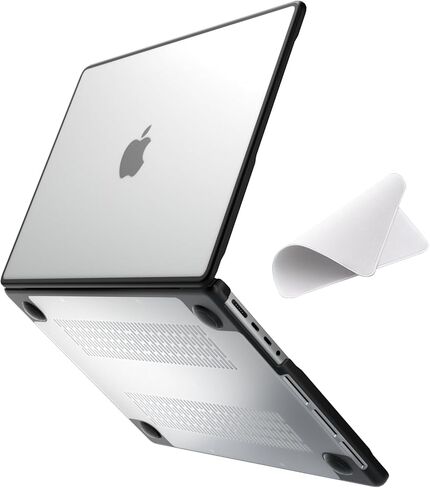 حافظة مضادة للكسر متوافقة مع ماك بوك برو 14 بوصة M5 M4 M3 M2 M1 Pro/Max A3434 A3426 A3427 A3112 A3185 A3401 A2918 - A2442، 2026 2025 2024-2021، ممتص الصدمات من مادة TPU وغطاء صلب من البولي كربونات، شفاف غير لامع in Kuwait