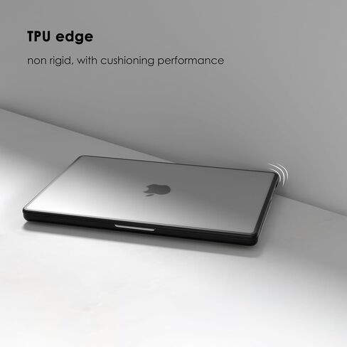 حافظة مضادة للكسر متوافقة مع ماك بوك برو 14 بوصة M5 M4 M3 M2 M1 Pro/Max A3434 A3426 A3427 A3112 A3185 A3401 A2918 - A2442، 2026 2025 2024-2021، ممتص الصدمات من مادة TPU وغطاء صلب من البولي كربونات، شفاف غير لامع in Kuwait