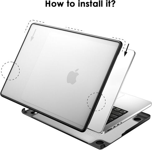 حافظة مضادة للكسر متوافقة مع ماك بوك برو 14 بوصة M5 M4 M3 M2 M1 Pro/Max A3434 A3426 A3427 A3112 A3185 A3401 A2918 - A2442، 2026 2025 2024-2021، ممتص الصدمات من مادة TPU وغطاء صلب من البولي كربونات، شفاف غير لامع in Kuwait