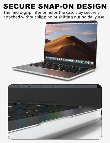 حافظة PHOCAR فائقة الوضوح لجهاز MacBook Air 13.6 بوصة (2022-2025)، متوافقة مع موديلات M4/M3/M2 A3240/A3113/A2681، غطاء واقٍ مضاد للأصفر مع غطاء لوحة مفاتيح، واقي شاشة ولوحة ماوس in Kuwait