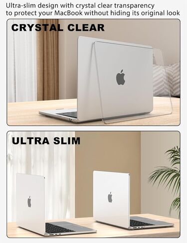 حافظة PHOCAR فائقة الوضوح لجهاز MacBook Air 13.6 بوصة (2022-2025)، متوافقة مع موديلات M4/M3/M2 A3240/A3113/A2681، غطاء واقٍ مضاد للأصفر مع غطاء لوحة مفاتيح، واقي شاشة ولوحة ماوس in Kuwait