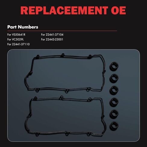 Engine Valve Cover Gasket Set Compatible with 2003-2008 for Hyundai Tiburon 2.7L;2005-2009 for Hyundai Tucson 2.7L;2005-2010 for Kia Sportage 2.7L, OE# VS50641R,22441-37110 in Saudi Arabia