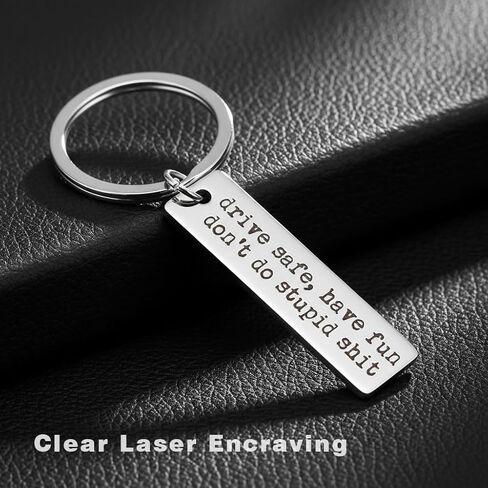 Drive Safe Have Fun Don't Do Stupid Sh T Keychain New Driver Sweet 16 Key Chain Gift Car Accessories Stainless Steel Stamped Funny Keychain in Kuwait