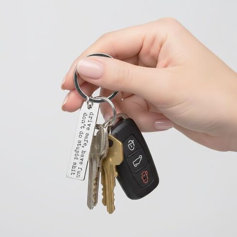 Drive Safe Have Fun Don't Do Stupid Sh T Keychain New Driver Sweet 16 Key Chain Gift Car Accessories Stainless Steel Stamped Funny Keychain in Kuwait