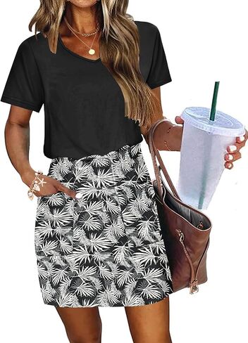 AUSELILY Womens Summer Dresses 2026 Causal Short Sleeve V Neck Tie Front Mini Short Dress with Pockets in Saudi Arabia