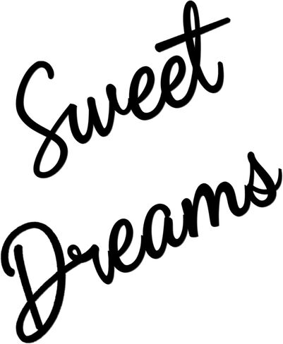 ديكور جداري من Sweet Dreams فوق السرير، علامة فنية جدارية معدنية لطيفة لديكور غرفة نوم العائلة - أسود in Saudi Arabia