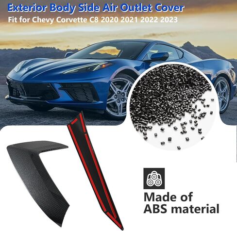 غطاء منفذ الهواء الجانبي للجسم الخارجي متوافق مع شيفروليه كورفيت C8 2020 2021 2022 2023 2024 2025، حافة فتحة تهوية جانبية للجسم (نمط ألياف الكربون) in Kuwait