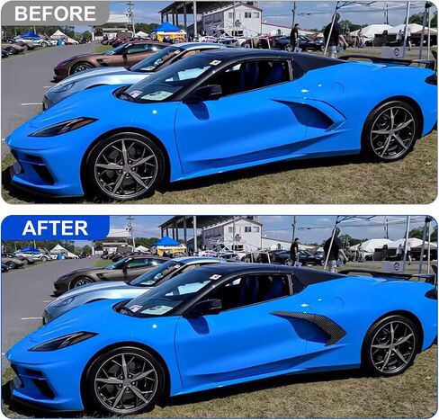 غطاء منفذ الهواء الجانبي للجسم الخارجي متوافق مع شيفروليه كورفيت C8 2020 2021 2022 2023 2024 2025، حافة فتحة تهوية جانبية للجسم (نمط ألياف الكربون) in Kuwait