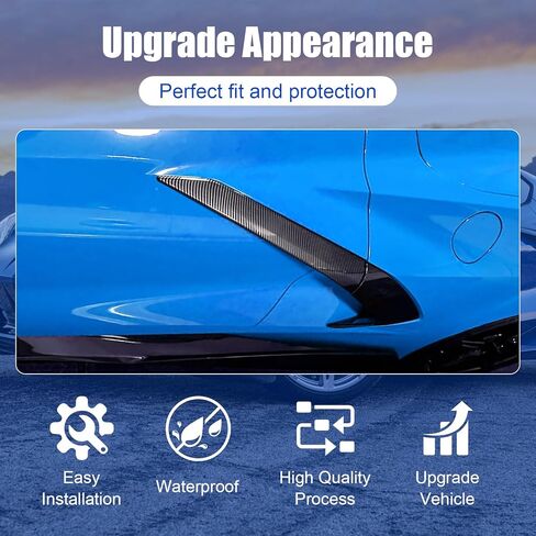غطاء منفذ الهواء الجانبي للجسم الخارجي متوافق مع شيفروليه كورفيت C8 2020 2021 2022 2023 2024 2025، حافة فتحة تهوية جانبية للجسم (نمط ألياف الكربون) in Kuwait