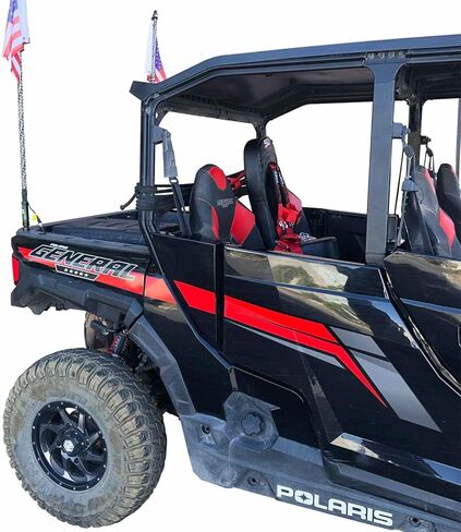 Rear Middle Bump Seat + Red 4 Point Harness with Latch Release, Compatible with Polaris General 4 Seat Models, UTV, Off Road Vehicle [5048A14 CB 6008A5] in Kuwait