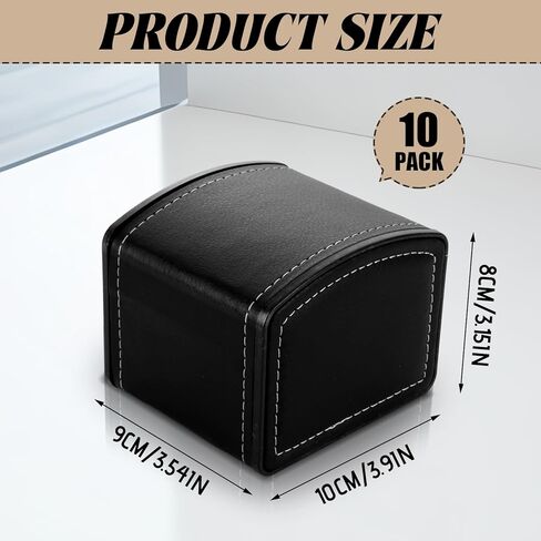 10 Pack Single Watch Box for Men, PU Leather Watch Display Case with Pillow, Watch Box Organizer Storage Case for Men Women Collection, Black in Kuwait
