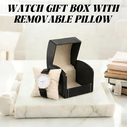 10 Pack Single Watch Box for Men, PU Leather Watch Display Case with Pillow, Watch Box Organizer Storage Case for Men Women Collection, Black in Kuwait