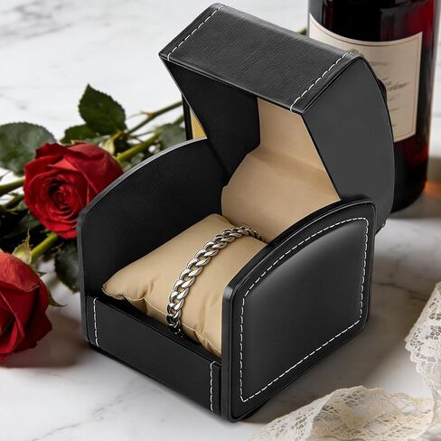 10 Pack Single Watch Box for Men, PU Leather Watch Display Case with Pillow, Watch Box Organizer Storage Case for Men Women Collection, Black in Kuwait