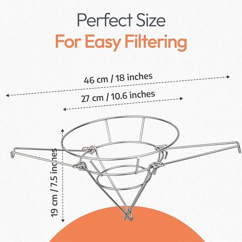 Deep Fryer Oil Filter Cone Holder Stand with 20 Paper Filters | Maple Syrup Filter Stand | Stainless Steel | 10'' Oil Fryer Filter Combo | Fry Oil Filter, Maple Filter, Deep Fryer Filter in Kuwait