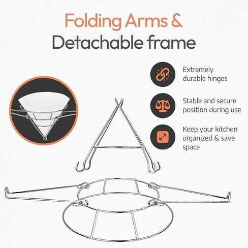 Deep Fryer Oil Filter Cone Holder Stand with 20 Paper Filters | Maple Syrup Filter Stand | Stainless Steel | 10'' Oil Fryer Filter Combo | Fry Oil Filter, Maple Filter, Deep Fryer Filter in Kuwait