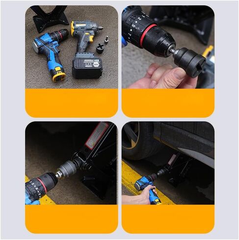 2 Pack Scissor Jack to Impact Driver Adapter Instead of Car Jack Ratchet Wrench for 1/2 Inch Impact Wrench 1/4" Hex Electric Screwdriver Cordless Drill Power Tool Scissor Lift Jack Car Kit in Saudi Arabia
