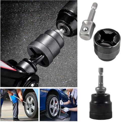 2 Pack Scissor Jack to Impact Driver Adapter Instead of Car Jack Ratchet Wrench for 1/2 Inch Impact Wrench 1/4" Hex Electric Screwdriver Cordless Drill Power Tool Scissor Lift Jack Car Kit in Saudi Arabia