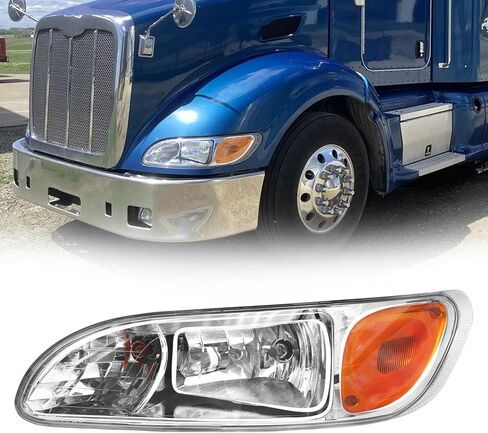 Headlight Assembly Fits for 2005-2016 Peterbilt 325 330 335 337 340 348 382 384 386 387 Headlamp Right Passenger Side Chrome Housing Halogen Headlamps in Kuwait